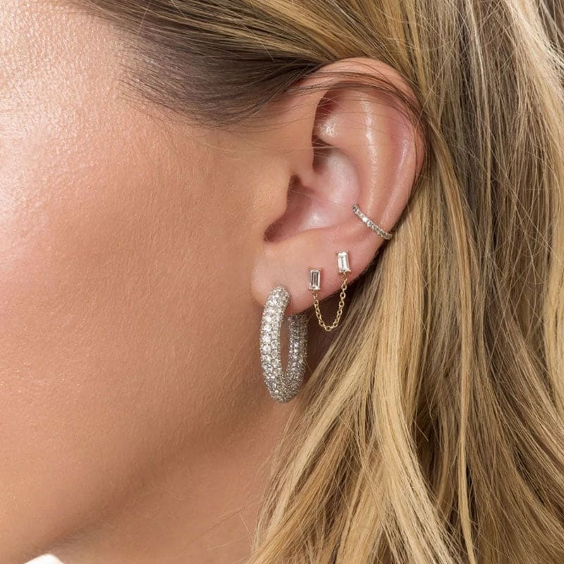 Boucle d'oreille chaine 2 trous dorée