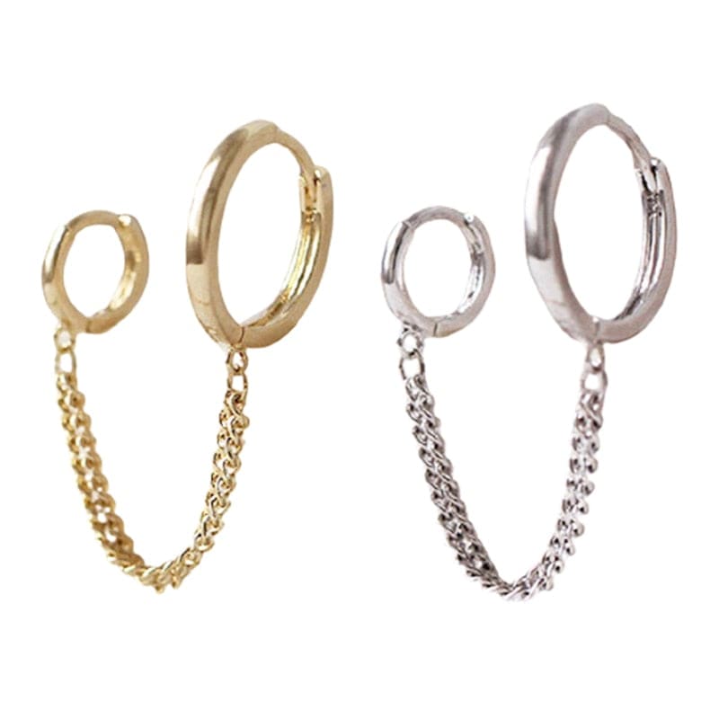 Boucles D'oreilles Clips Anneaux Vintage - Bicolores Or & Argent - État Impeccable