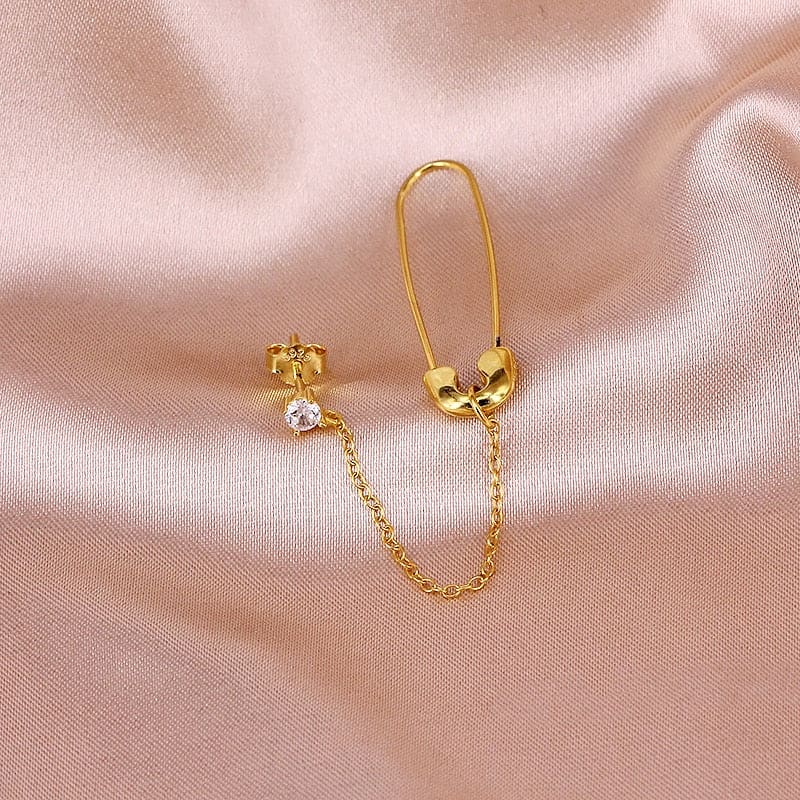 Boucle d&#39;oreille chaine 2 trous originale