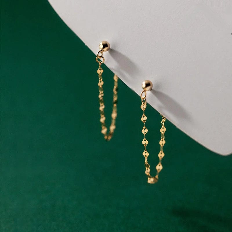 Boucle d&#39;Oreille Chaine Courte Or
