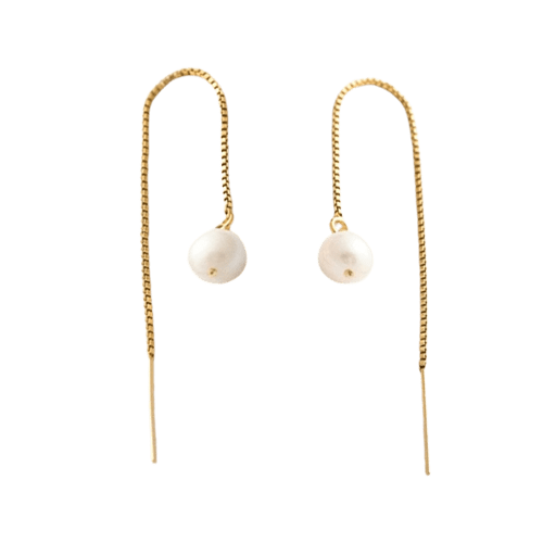 Boucle d'oreille chaine en or avec perle