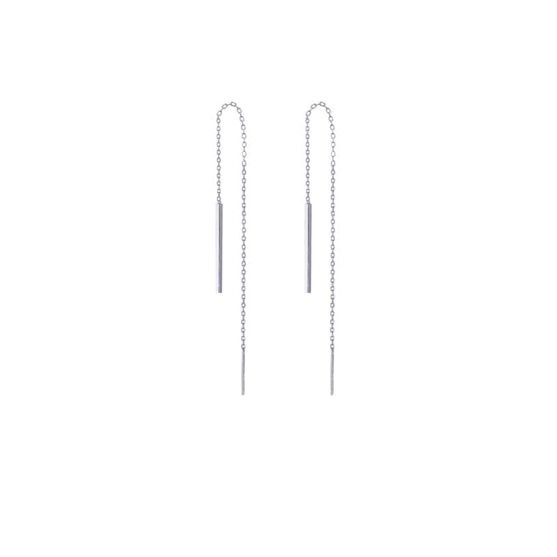 Boucle d'oreille chaine traversante argent