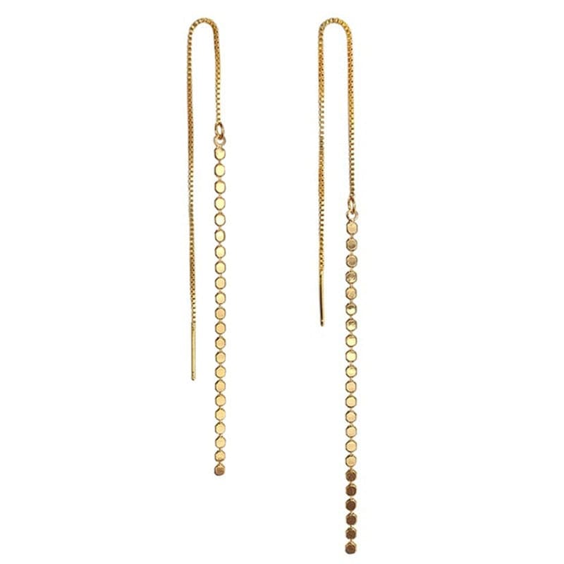 Boucle d'oreille chaine traversante longue