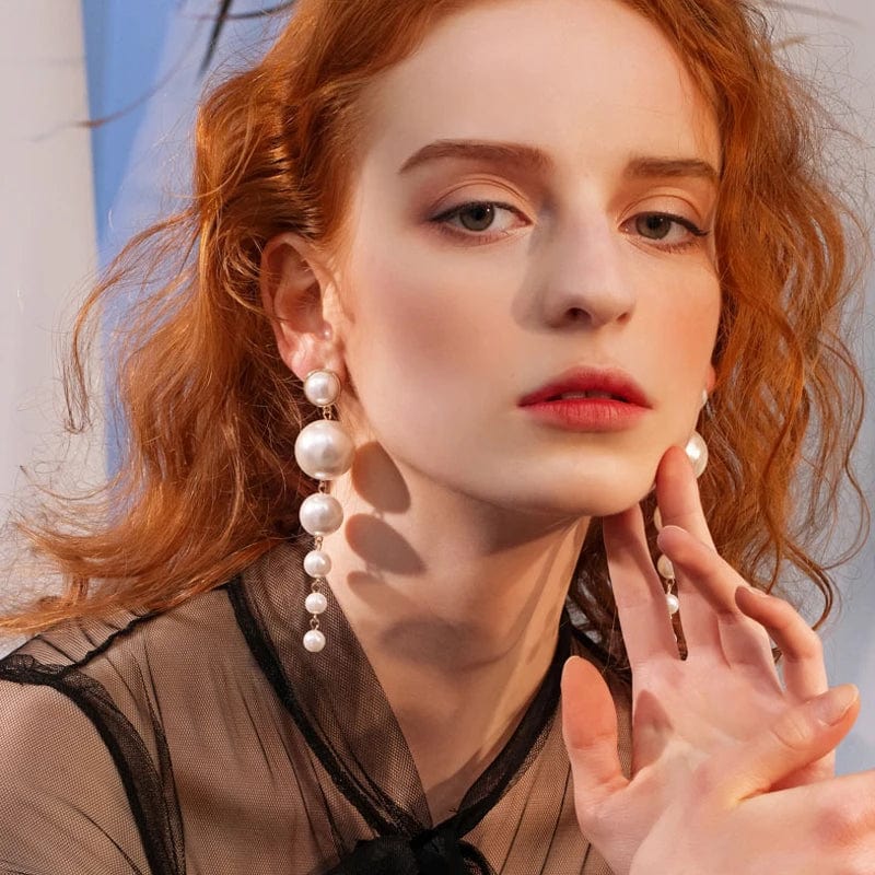 Boucle d&#39;Oreille Chainette Perle