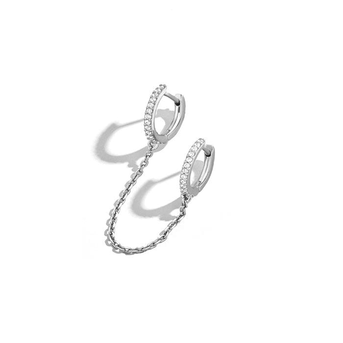 Boucle d&#39;oreille double trou chaine pendante