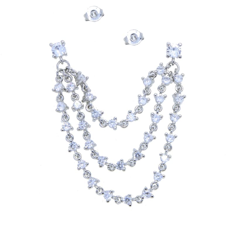 Boucle d&#39;oreille triple chaine pendante