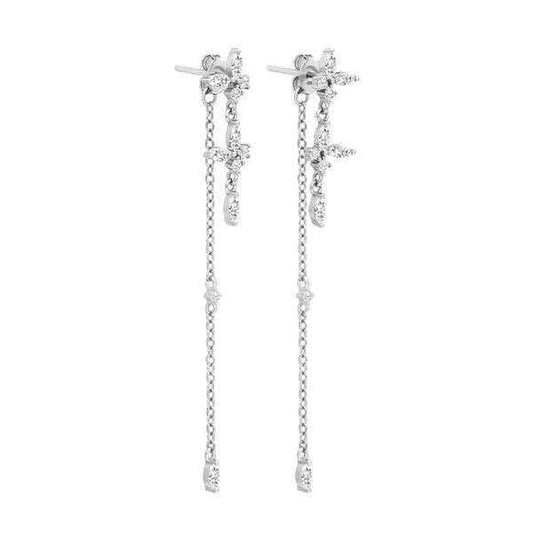 Boucles D'oreilles Pendantes En Argent Et Verre - Bijoux Créateur D'occasion