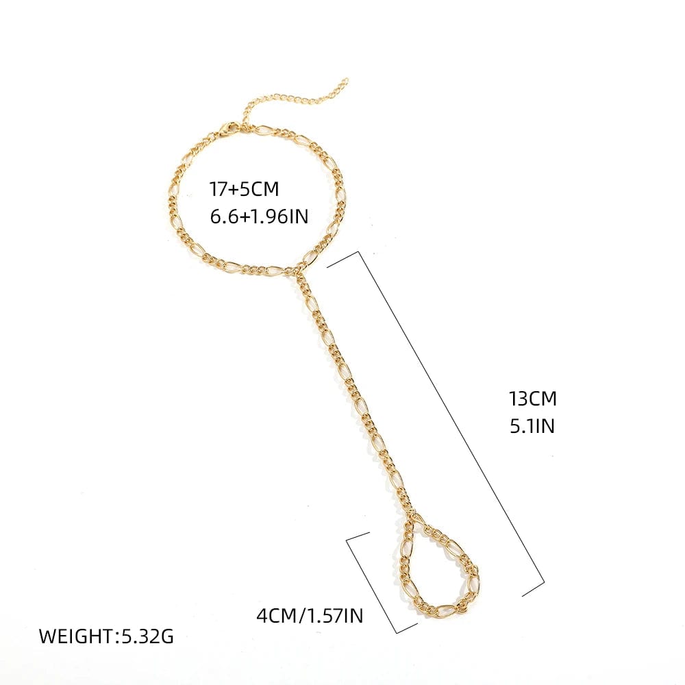 Bracelet Bague Chaine Main en Or