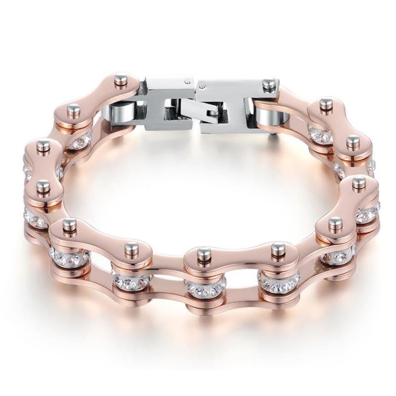 Bracelet chaine de moto femme rose