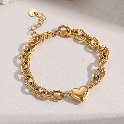 Bracelet chaine maillons avec coeur