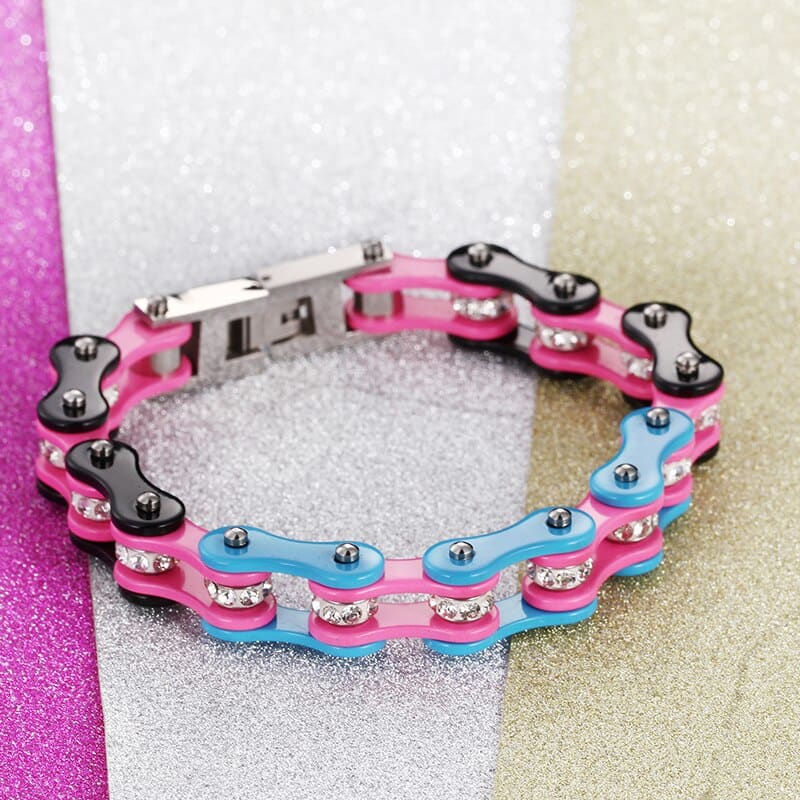 Bracelet Chaine Moto Femme Rose