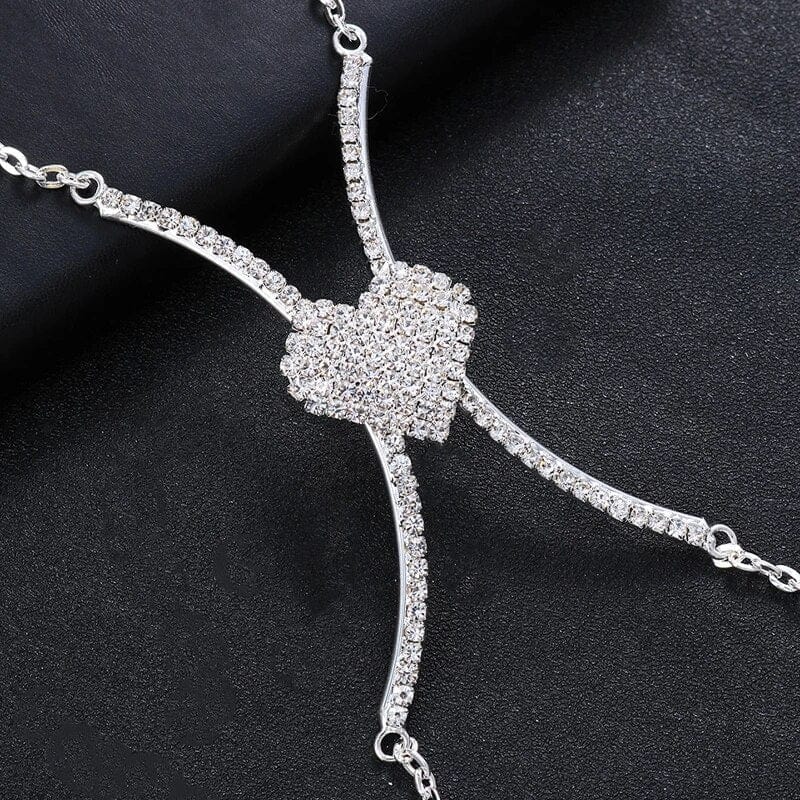 Bralette bijou de corps en chaine avec coeur strass - Lizzie