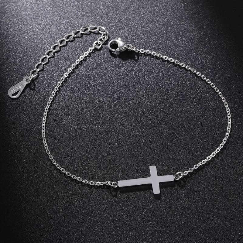 Bracelet De Cheville Argenté Réglable Double Couche - Avec Pendentif Cœur - Étanche, Pour Femme