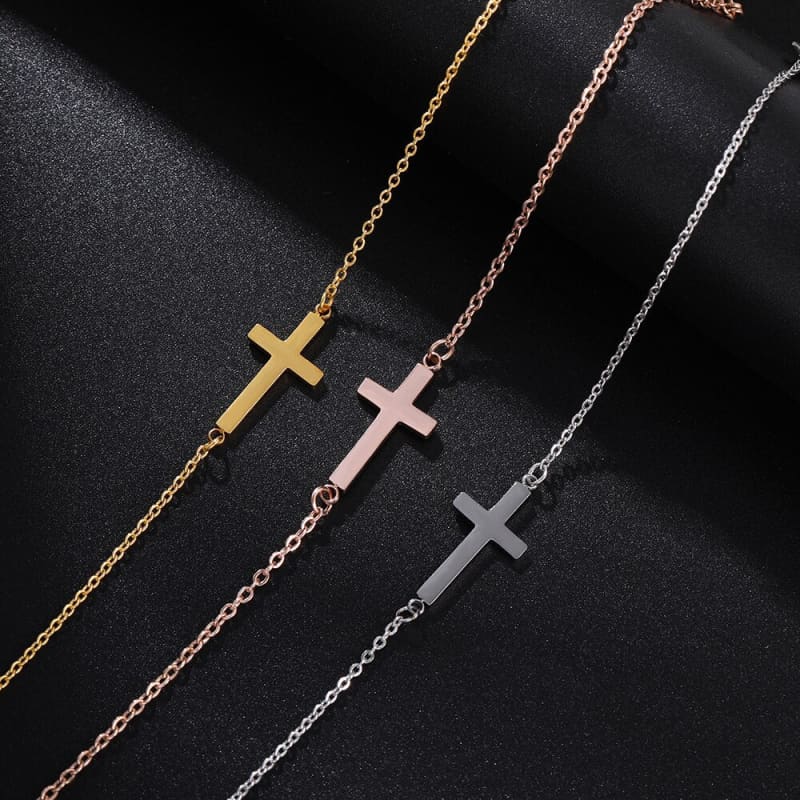 Chaine de cheville avec croix Cha ne Bijoux