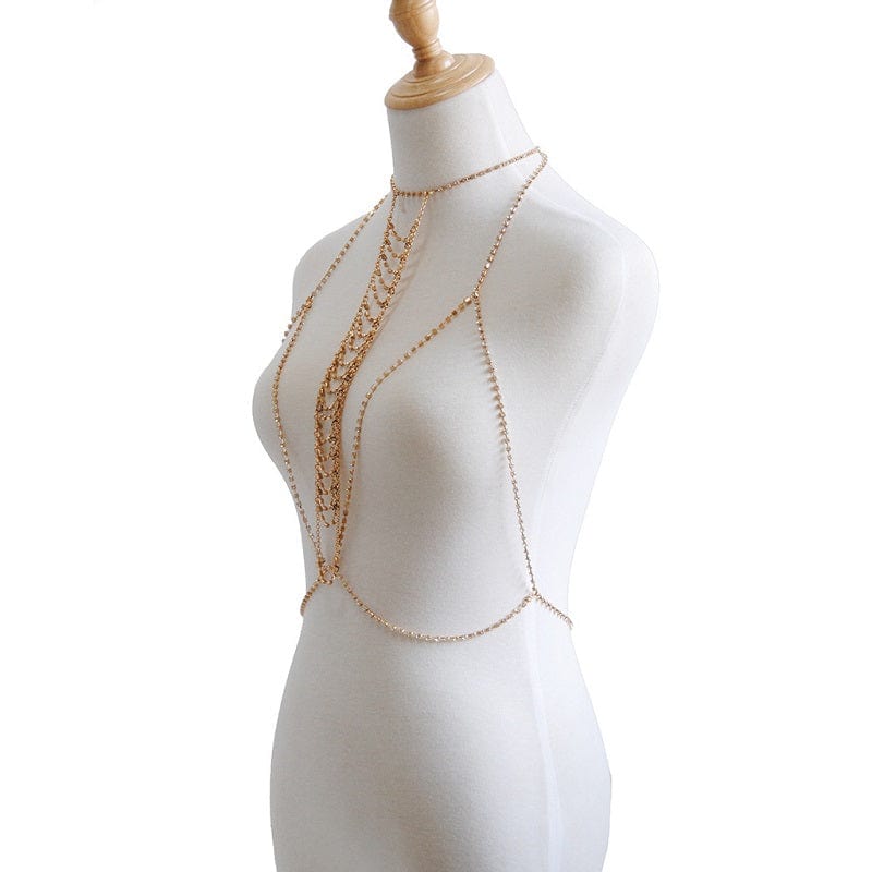 Chaine de corps et de poitrine en maille et cristal - June