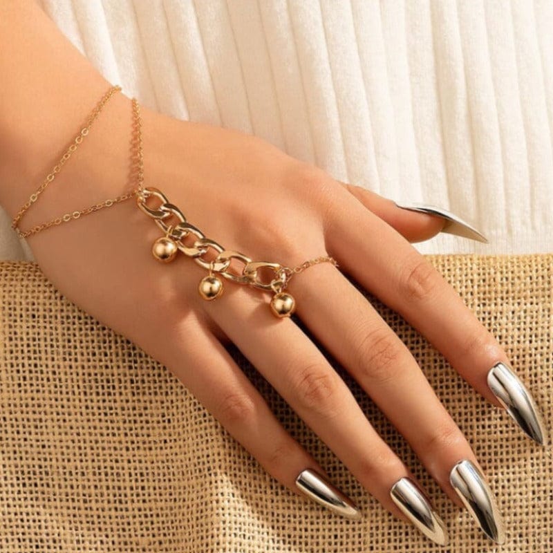Bracelet Chaîne Main Poignet-doigt Plaqué Or 14k – Bijou Réglable, Empilable, Cadeau Femme élégant