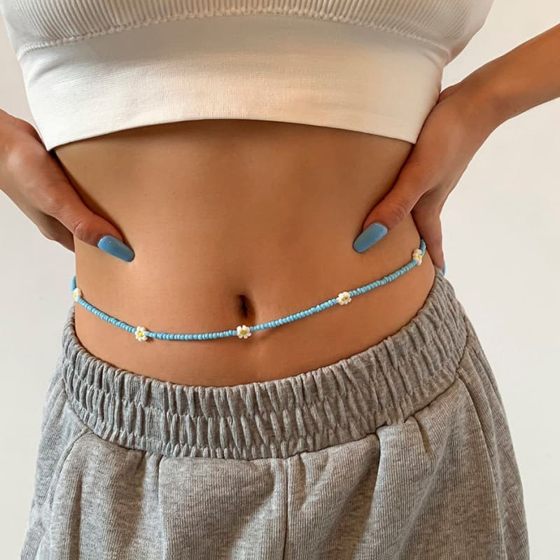 Chaîne De Taille Colorée YarBar Avec Perles - Bijou Corps Élastique Femme, Style Bohème