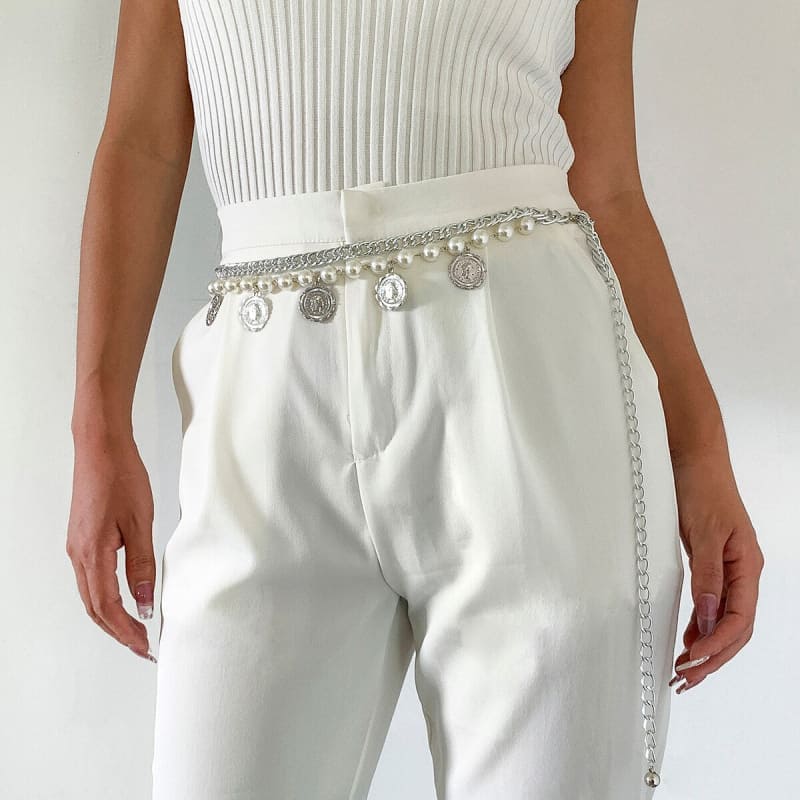 Chaine de taille avec perle et pièce