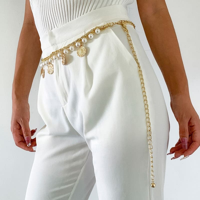 Chaine de taille avec perle et pièce