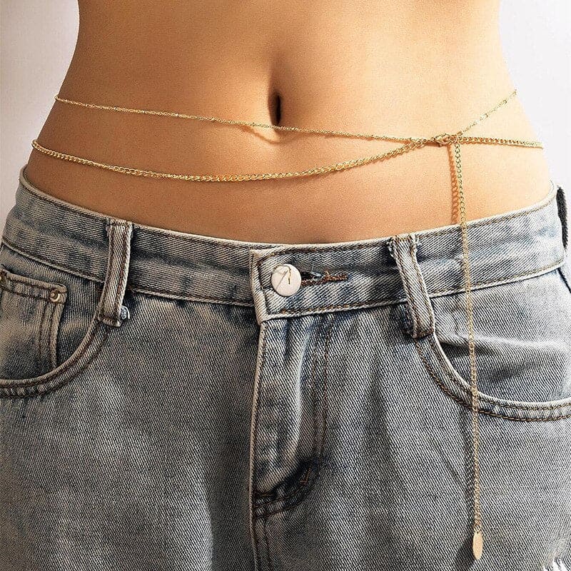 Chaîne De Taille Multirangs Perles Dorées – Bijoux De Corps Sexy Réglable – Pour Bikini, Robe, Jean – Accessoire Glamour Femme