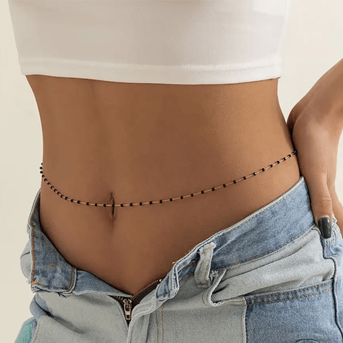 Chaine de ventre perle noire