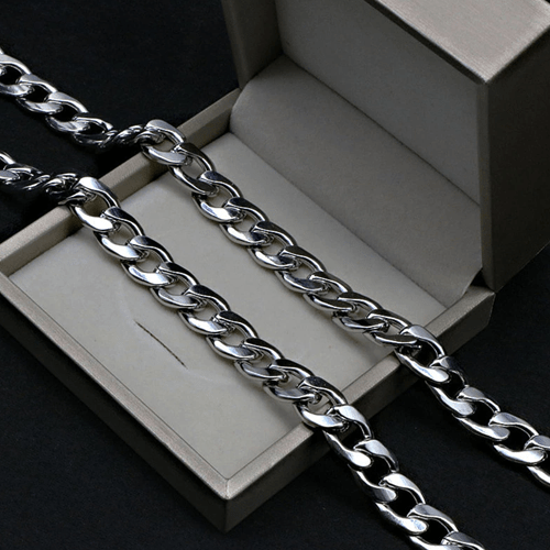 EIHI Ensemble Collier Et Bracelet Acier Inoxydable 8mm - Style Argent Homme Et Femme