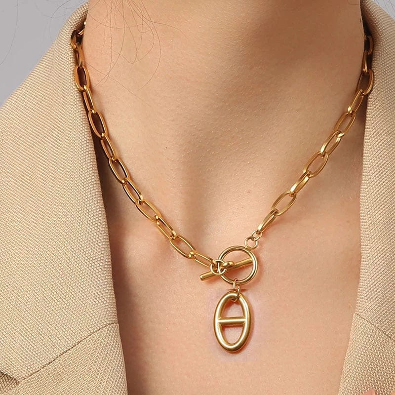 Collier chaine grain de café fermoir t