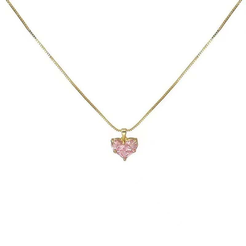 Collier coeur rose