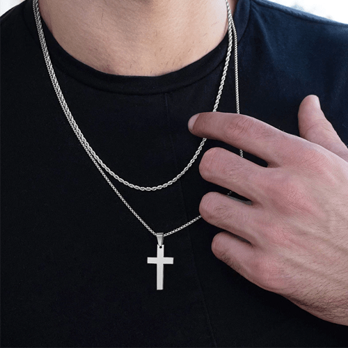 Collier croix chaine homme