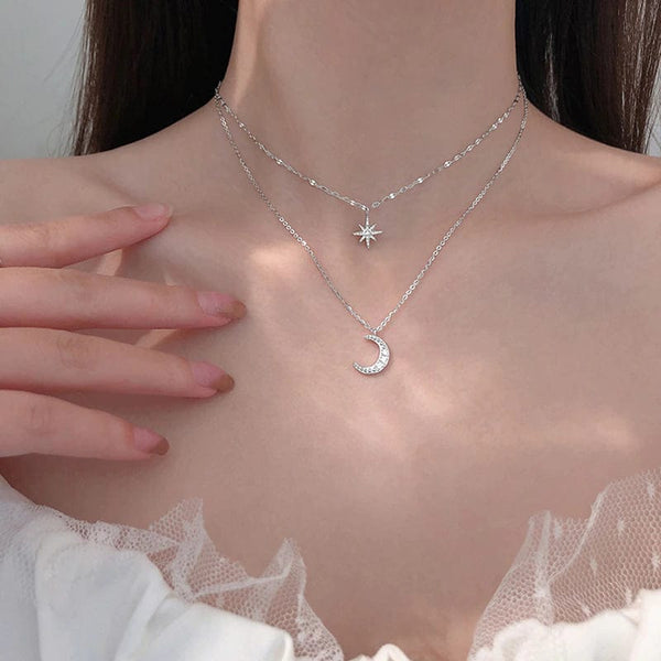 Collier Long Multi-rang Demi-lune Doré - Acier Inoxydable Plaqué Or, Style Bohème