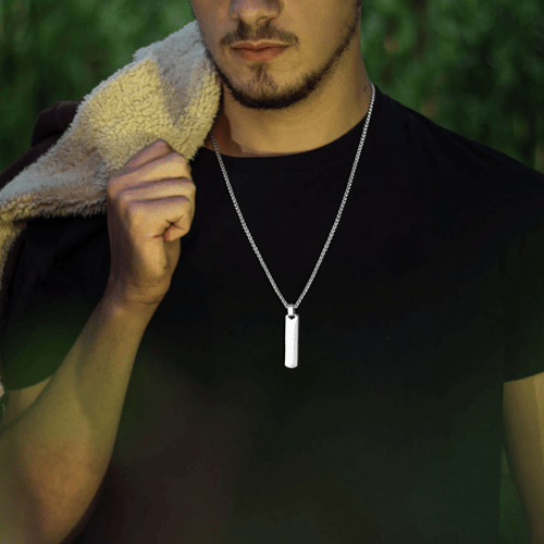 Collier homme chaine et barre rigide