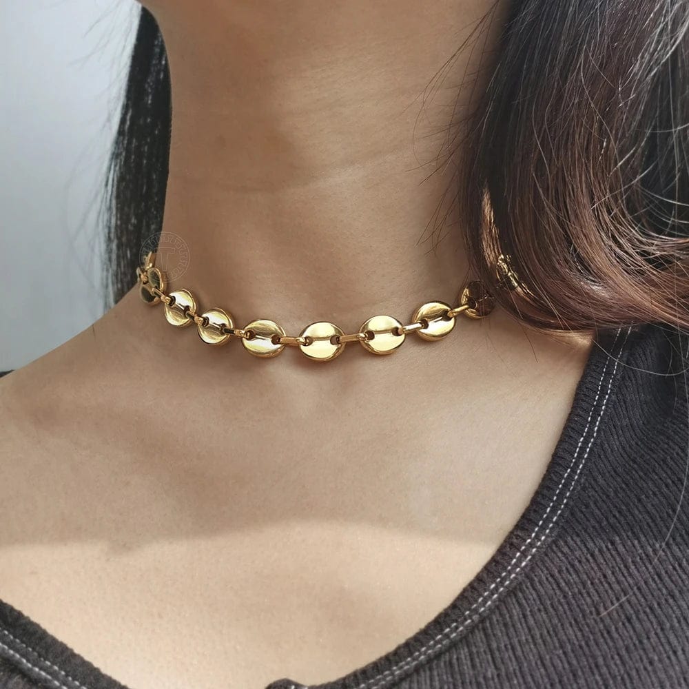 Collier ras de cou grain de cafe fin