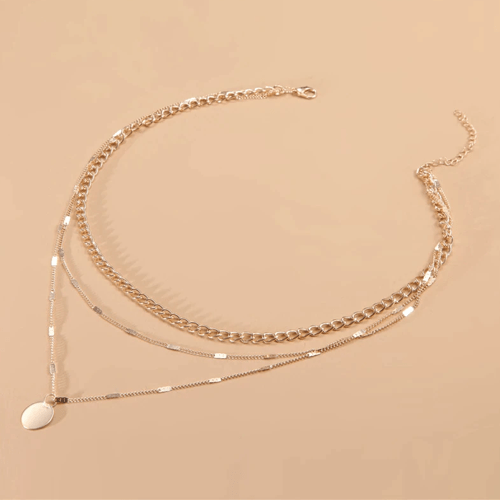 Collier Chaîne Triple Plaqué Or Jaune - Occasion - Bijou élégant Pour Toutes Les Tenues